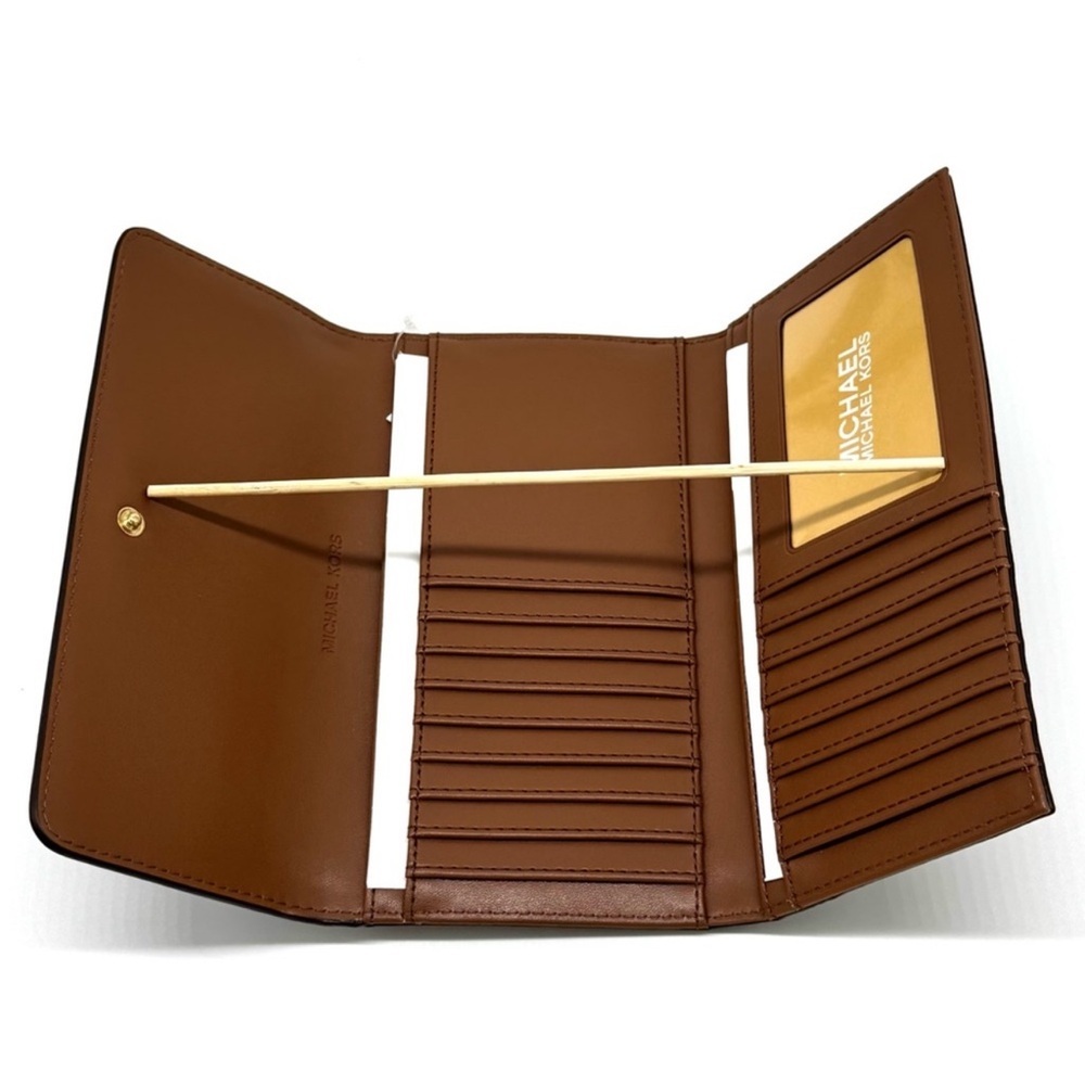 Michael Kors Large Trifold Wallet Brown Signature - Picture 4 of 5